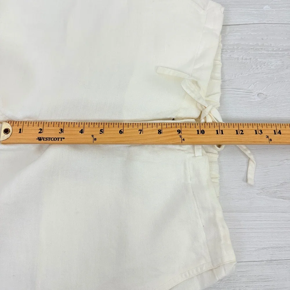 Banana Republic Linen Pants Size 8 Ivory Drawstring Cropped‎ Tie Ankle Beach